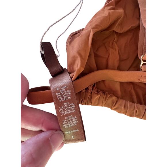 NWT Skims Sheer Front Closure Triangle String Bralette in Copper Brown Sz Large - Picture 7 of 7